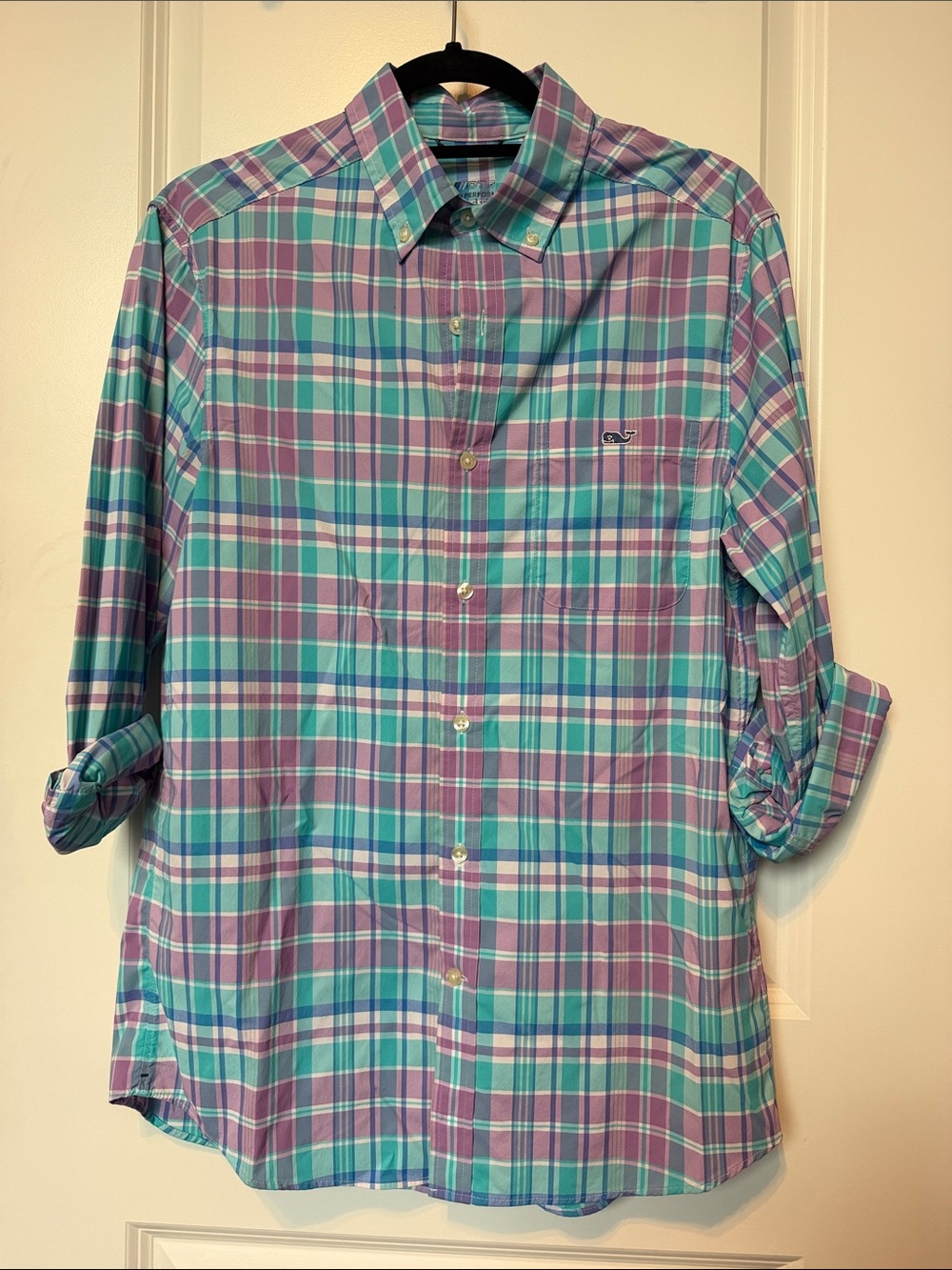 Vineyard Vines Turquoise & Purple Plaid Button-Down Shirt